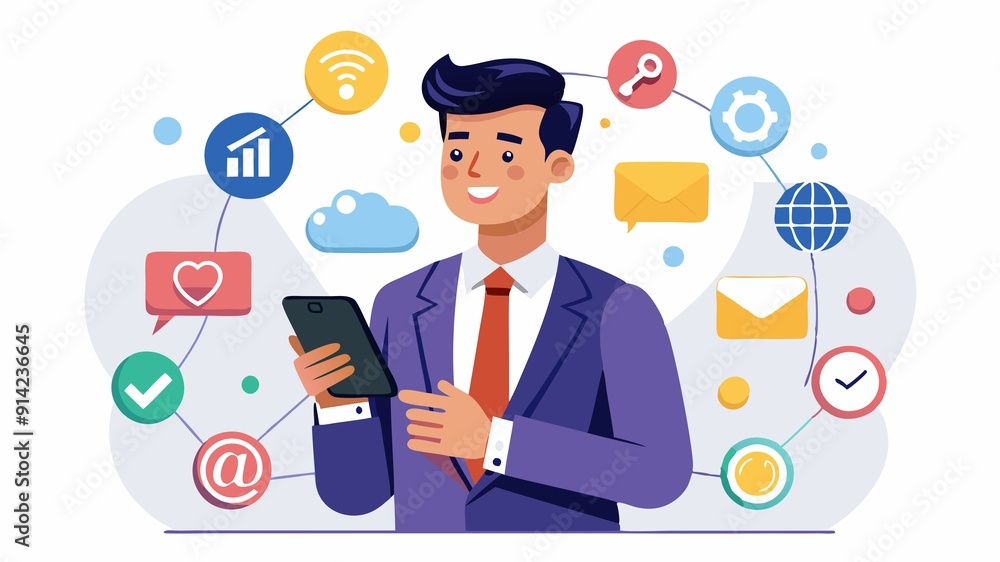A mobile phone becomes a powerful marketing tool in the hands of a businessman. The social media platforms to engage with customers, promote brands, and foster connections in the digital marketplace. A mobile phone becomes a powerful marketing tool in the hands of a businessman. The social media platforms to engage with customers, promote brands, and foster connections in the digital marketplace.