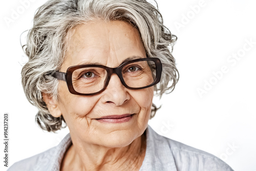 Portrait of a Senior Woman Wearing Glasses and Smiling