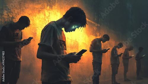 Surreal Depiction of Teenage Smartphone Addiction