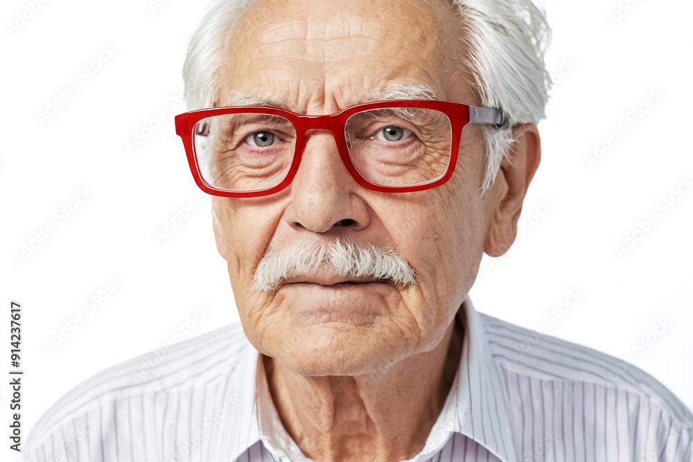 Portrait of a Senior Man with Red Glasses Portrait of a Senior Man with Red Glasses