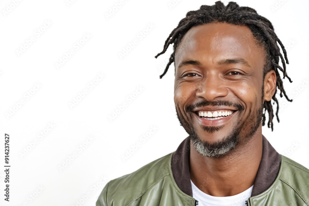 Happy man with dreadlocks smiles Happy man with dreadlocks smiles