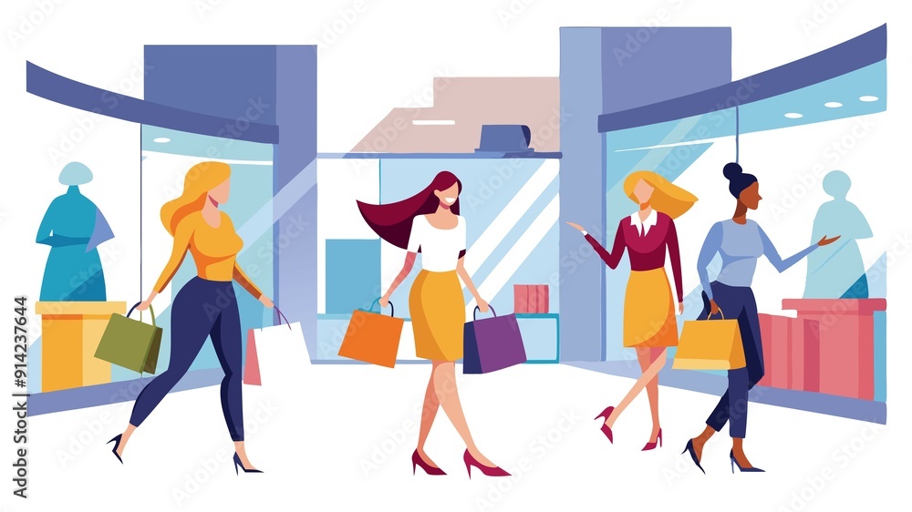 A stylish women captivated by a store window display in a modern mall. The design adds a touch of excitement and trendsetting style to your fashion projects. A stylish women captivated by a store window display in a modern mall. The design adds a touch of excitement and trendsetting style to your fashion projects.