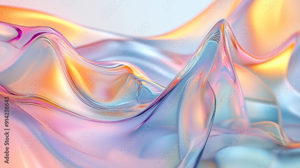 Colorful Abstract Waves Flowing Gently in a Translucent Material Under Soft Lighting Colorful Abstract Waves Flowing Gently in a Translucent Material Under Soft Lighting