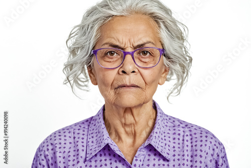 Portrait of a Senior Woman with a Serious Expression