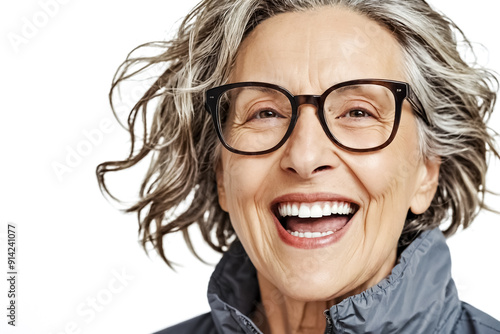 Portrait of a Smiling Senior Woman with Glasses