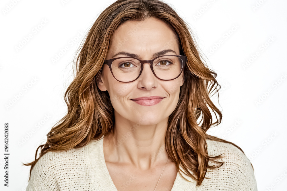 Obraz premium Close-up Portrait of a Woman in Glasses Smiling