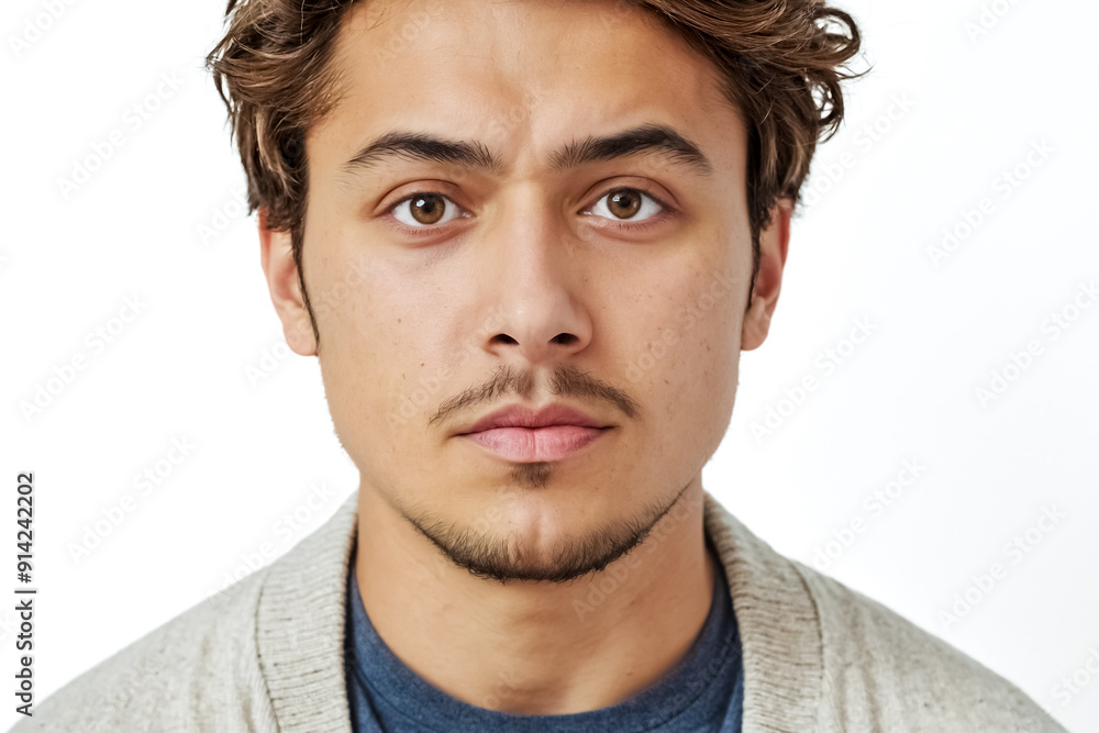 Close-up portrait of a young man with a serious expression Close-up portrait of a young man with a serious expression