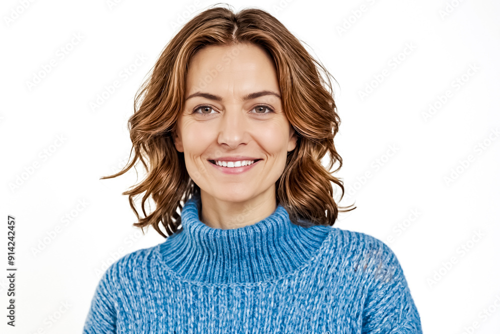 Portrait of a Beautiful Woman with Curly Hair Smiling Portrait of a Beautiful Woman with Curly Hair Smiling