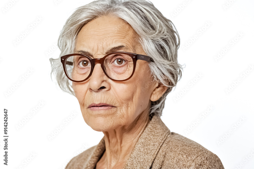 Portrait of an Elderly Woman with a Serious Expression Portrait of an Elderly Woman with a Serious Expression