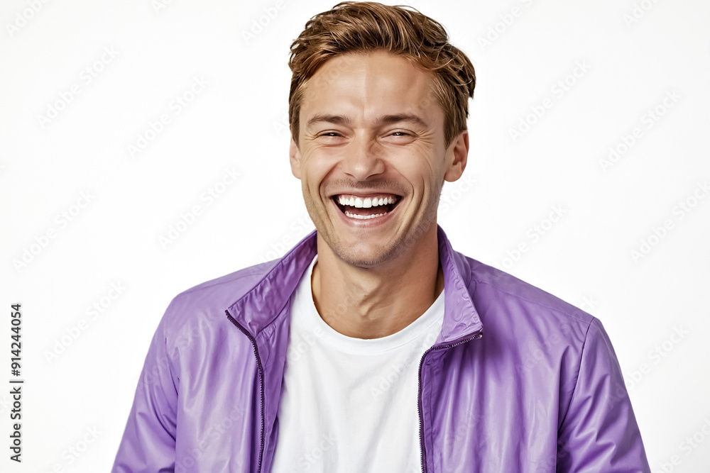 Happy Young Man in Purple Jacket Happy Young Man in Purple Jacket
