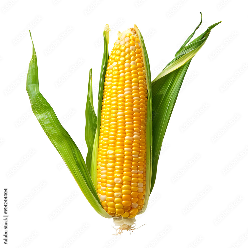 Fresh raw corn on vibrant transparent background Fresh raw corn on vibrant transparent background
