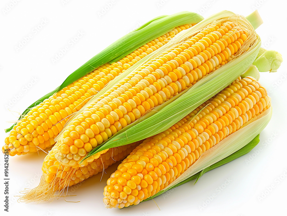 Freshly Harvested Corn Ears Stacked Together After Picking From The Field During Late Summer Season Freshly Harvested Corn Ears Stacked Together After Picking From The Field During Late Summer Season