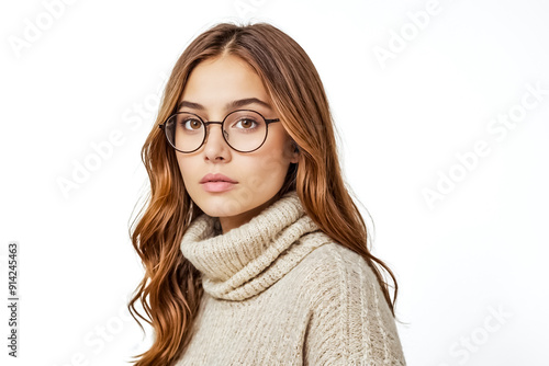 Young Woman in Glasses Looking at the Camera