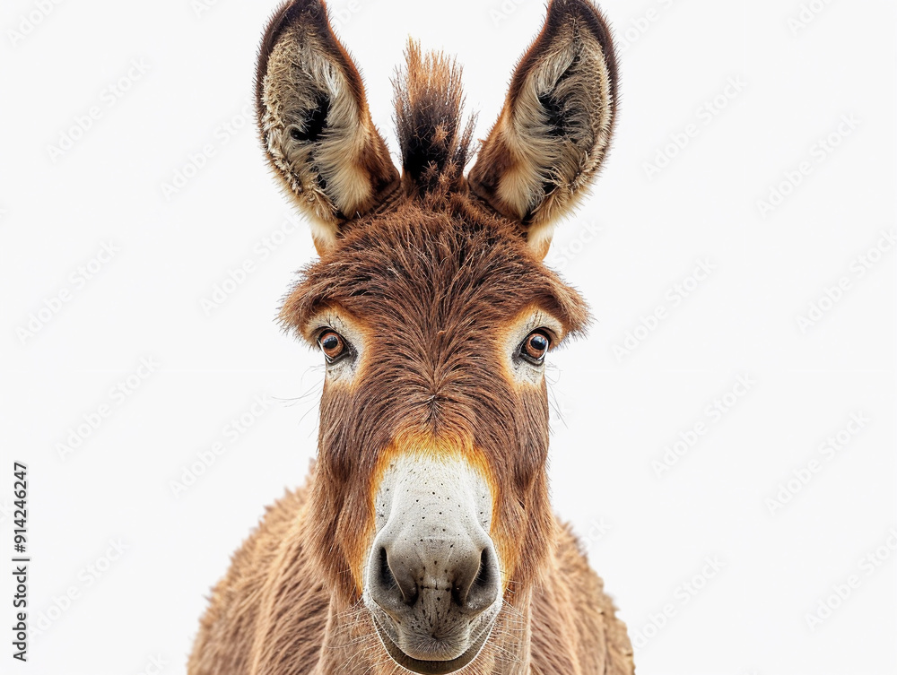Curious Brown Donkey Staring Directly at the Camera in Bright Natural Light Curious Brown Donkey Staring Directly at the Camera in Bright Natural Light