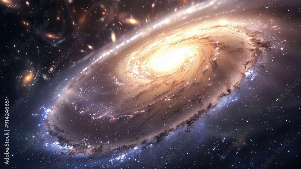 Obraz premium A stunning view of a swirling galaxy, showcasing vibrant colors and intricate details of cosmic art in deep space.