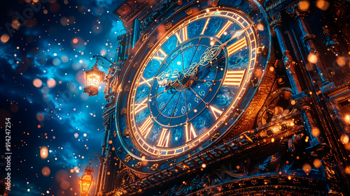 Wallpaper Mural Beautiful New Year's clock close up Torontodigital.ca