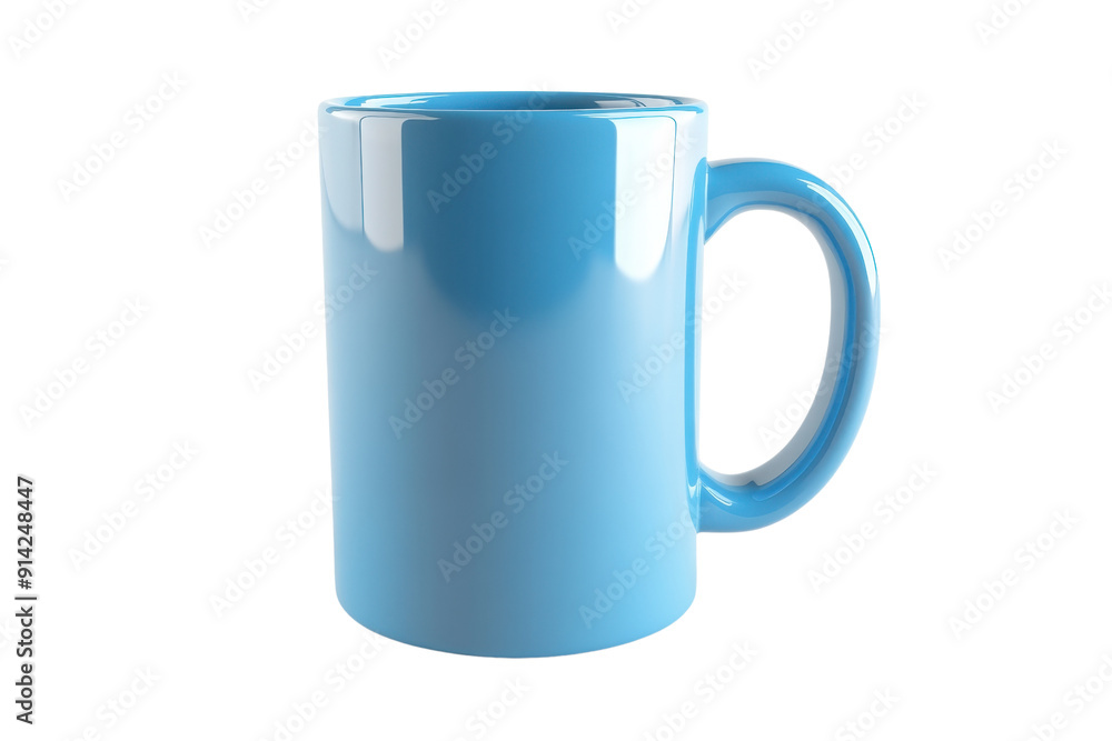 A simple, solid blue ceramic coffee mug with a glossy finish, perfect for hot beverages. Isolated on a transparent background. A simple, solid blue ceramic coffee mug with a glossy finish, perfect for hot beverages. Isolated on a transparent background.