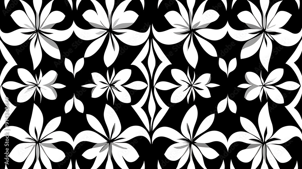 Abstract Geometric Vector Pattern with White Shapes on Black Background Abstract Geometric Vector Pattern with White Shapes on Black Background