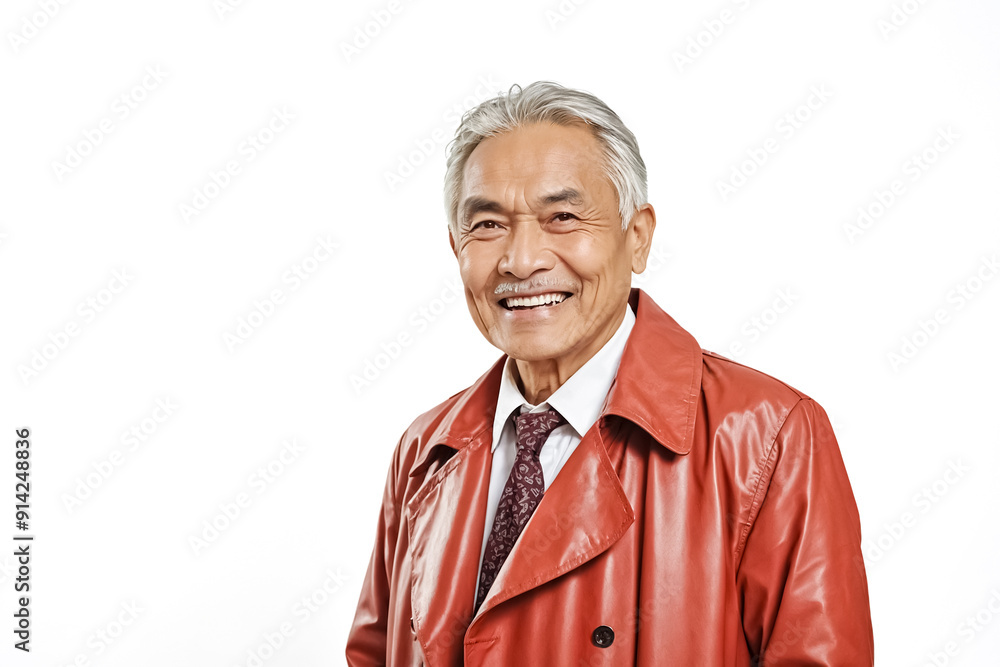 Happy Senior Man in Red Leather Jacket Happy Senior Man in Red Leather Jacket