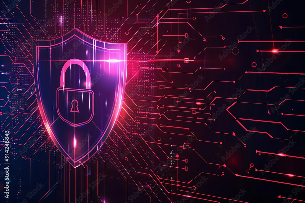 Cyber Security Shield with Lock. Cyber Security Shield with Lock.