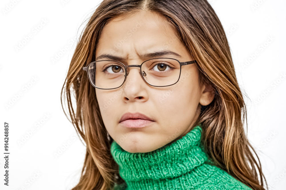 Portrait of a Young Woman with Glasses and a Green Sweater Portrait of a Young Woman with Glasses and a Green Sweater