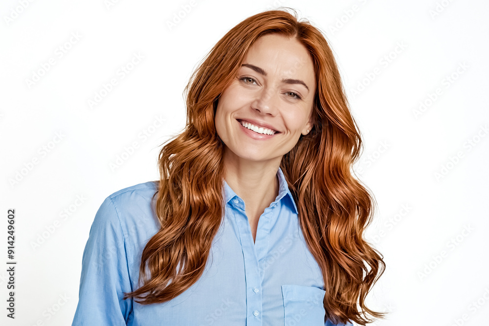 Portrait of a Smiling Woman with Long Red Hair Portrait of a Smiling Woman with Long Red Hair