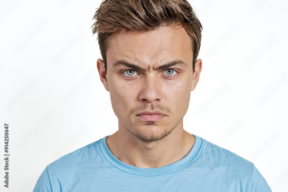 Portrait of a young man with a skeptical expression Portrait of a young man with a skeptical expression