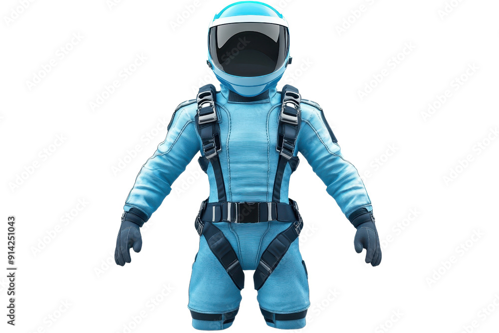 Blue modern spacesuit with helmet, isolated on transparent background. High-tech astronaut suit ideal for science fiction themes and futuristic concepts. Blue modern spacesuit with helmet, isolated on transparent background. High-tech astronaut suit ideal for science fiction themes and futuristic concepts.