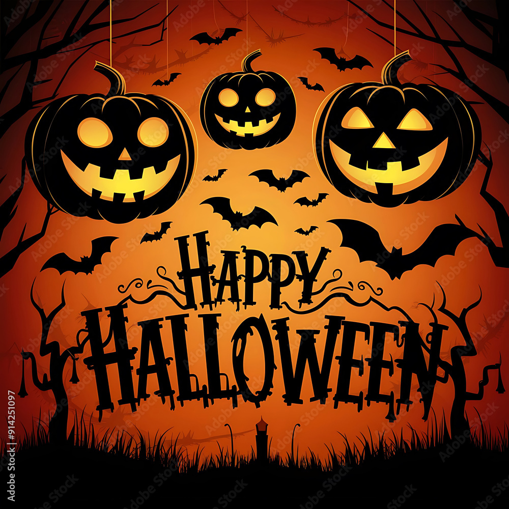 Happy Halloween Spooky Nighttime Scene Horizontal Background 1 Happy Halloween Spooky Nighttime Scene Horizontal Background 1