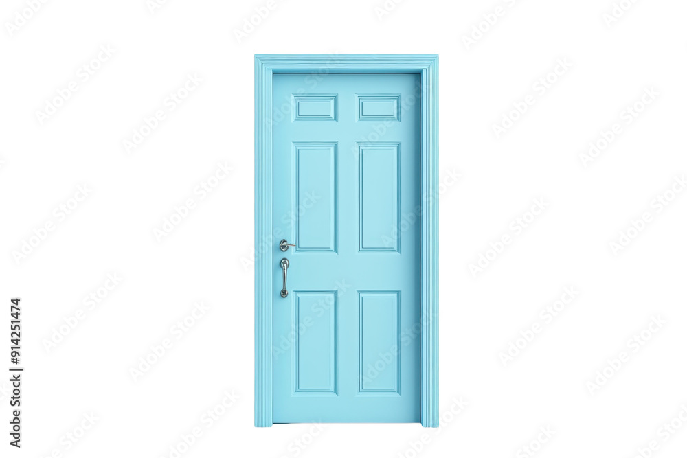Bright blue door isolated on transparent background. representing a welcoming entrance, security, and home decor design. Bright blue door isolated on transparent background. representing a welcoming entrance, security, and home decor design.