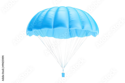 Bright blue parachute against a transparent background. perfect for skydiving and adventure themed projects, emphasizing safety and thrill.