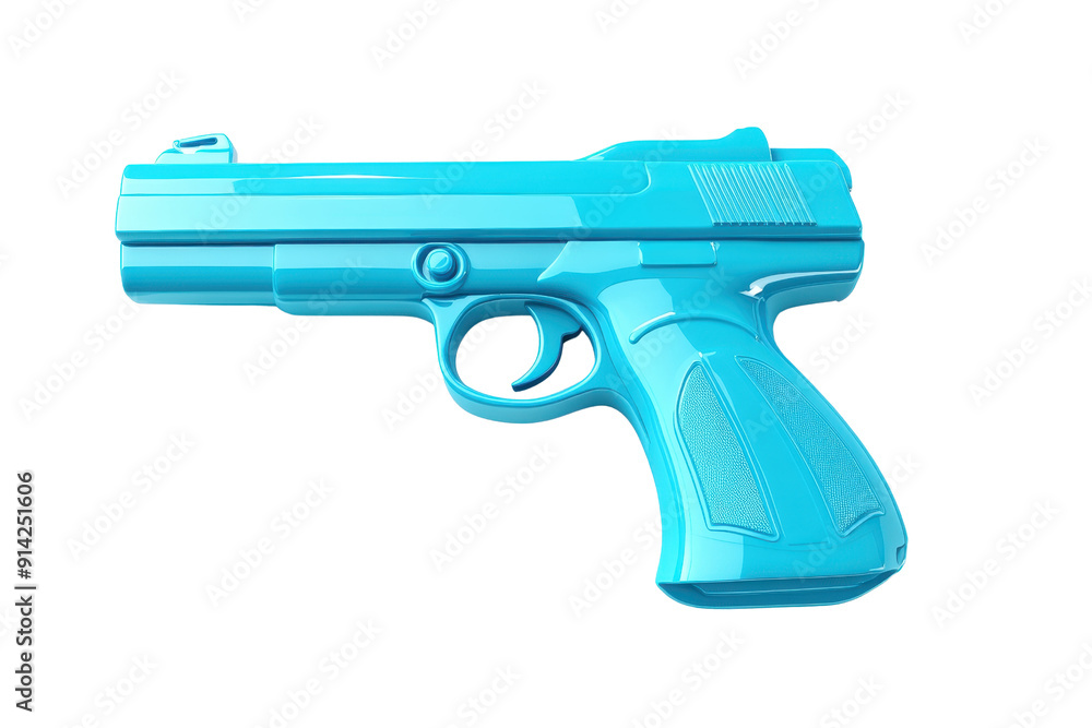 Bright blue plastic toy gun isolated on a transparent background. representing a playful and non-threatening concept for creative projects. Bright blue plastic toy gun isolated on a transparent background. representing a playful and non-threatening concept for creative projects.