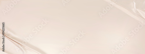Beige silk satin luxury background. Beige elegant background with space for design. Draped fabric Flat lay, Template, cover, header, Wide banner. panoramic view. 3D vector illustration.