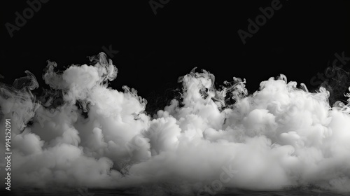 A slow motion clip of dry ice smoke 001, like liquid nitrogen, 24p, isolated on black.