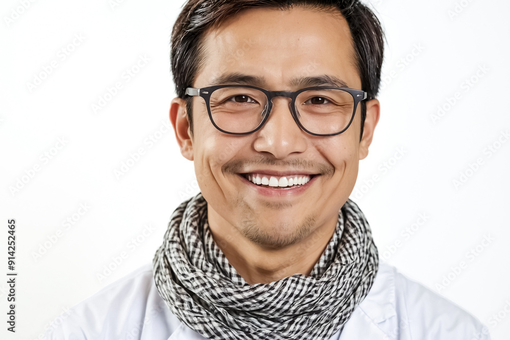 Portrait of a smiling man with glasses and a scarf Portrait of a smiling man with glasses and a scarf