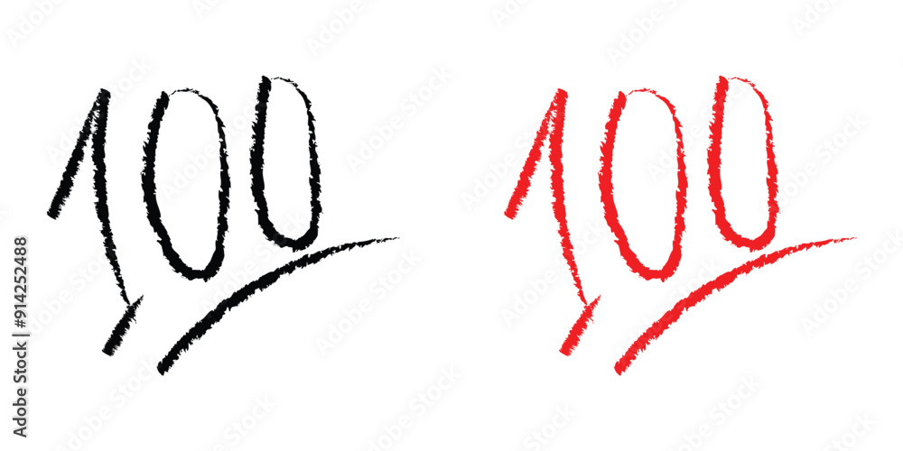 100 hundred point text vector icon template red brush color for social ...