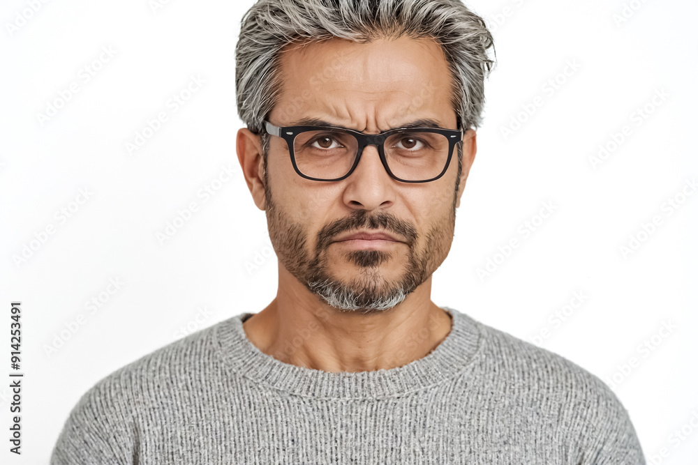 Close-up Portrait of a Serious Man with Glasses Close-up Portrait of a Serious Man with Glasses