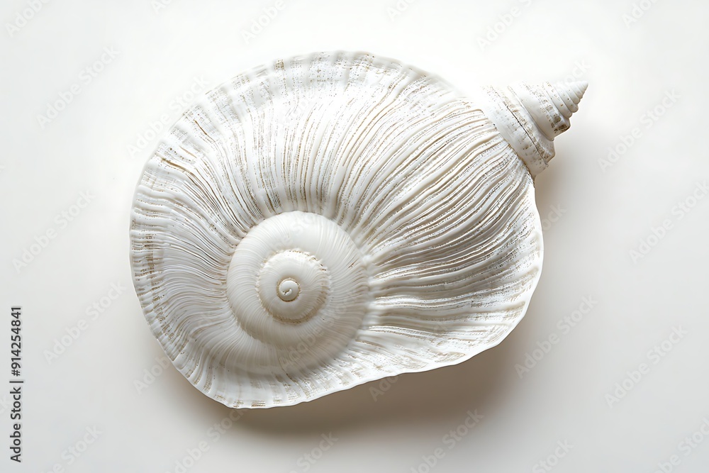Elegant White and Silver Striped Seashell Illustration on Minimalist Background Elegant White and Silver Striped Seashell Illustration on Minimalist Background