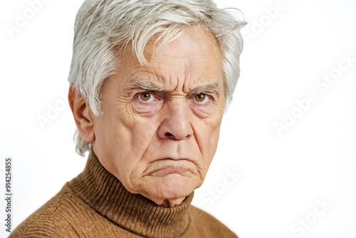 Close-up Portrait of a Senior Man with an Angry Expression photo