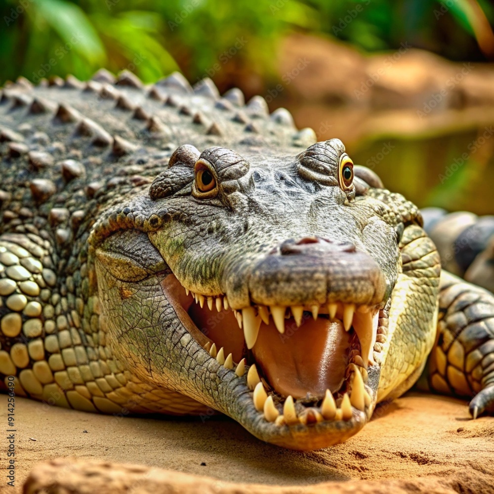 Fototapeta premium Crocodile Icon Design for Reptiles and Nature Themes