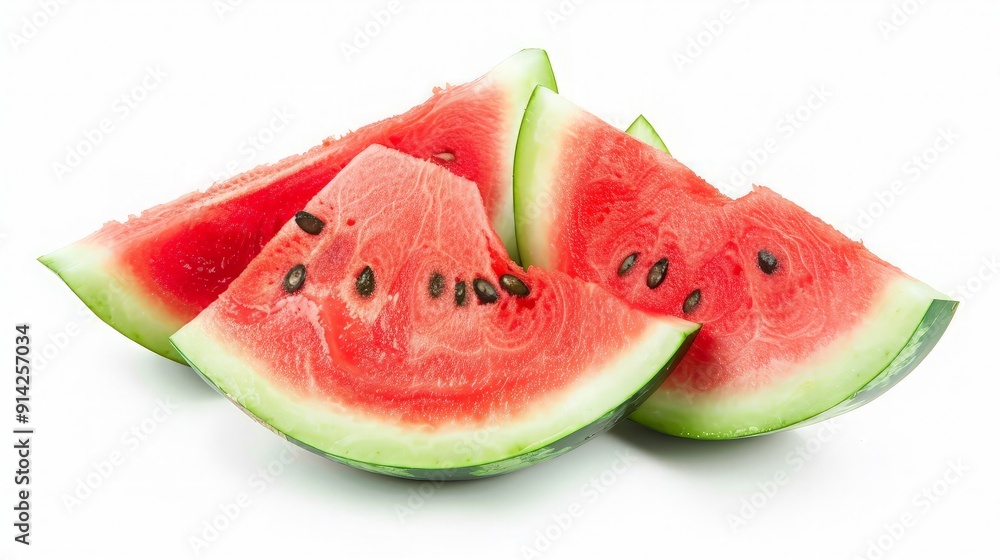Watermelon Slices on White Background