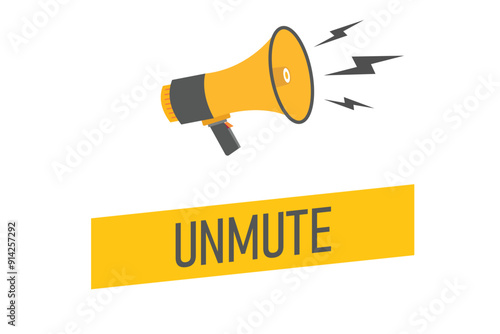 unmute button, banner, label, template for website. unmute text with colorful megaphone icon
