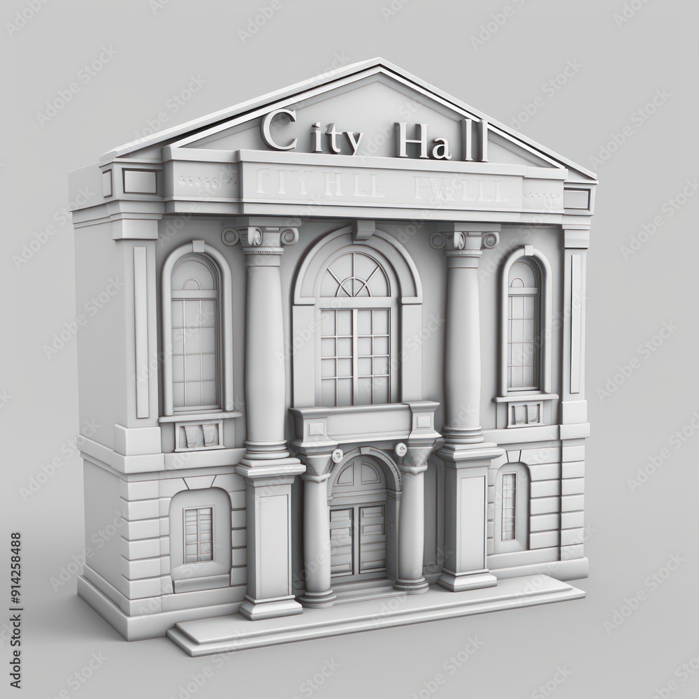 3D Render of a Simple City Hall Building. 3D Render of a Simple City Hall Building.