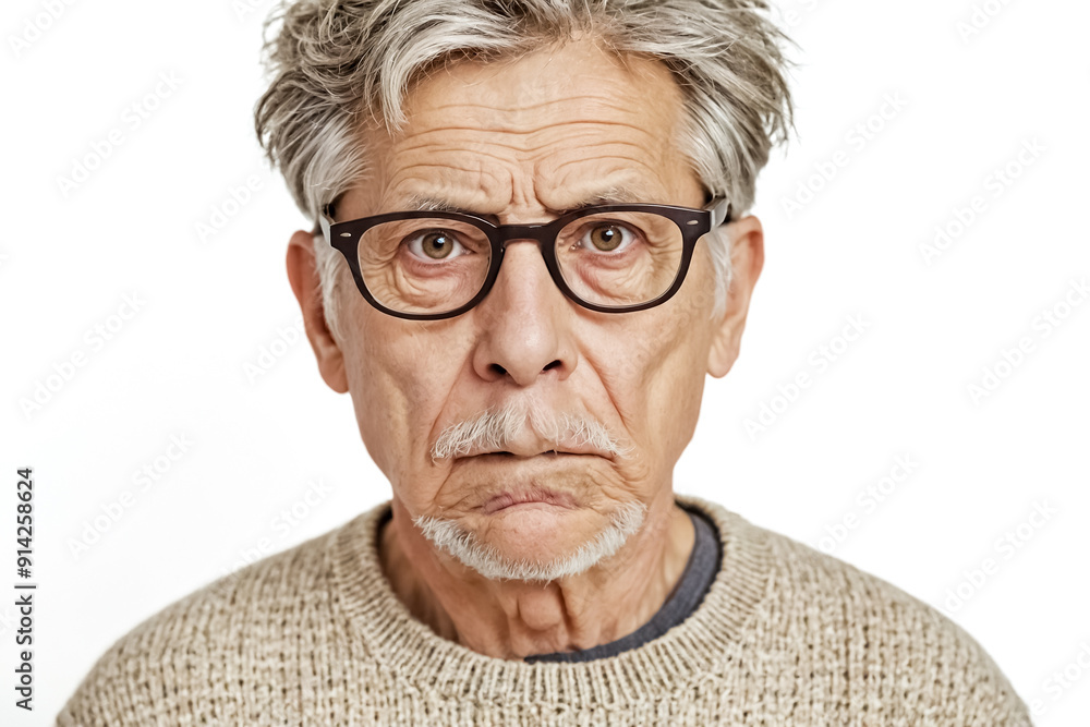 Close-up portrait of a thoughtful senior man with glasses Close-up portrait of a thoughtful senior man with glasses