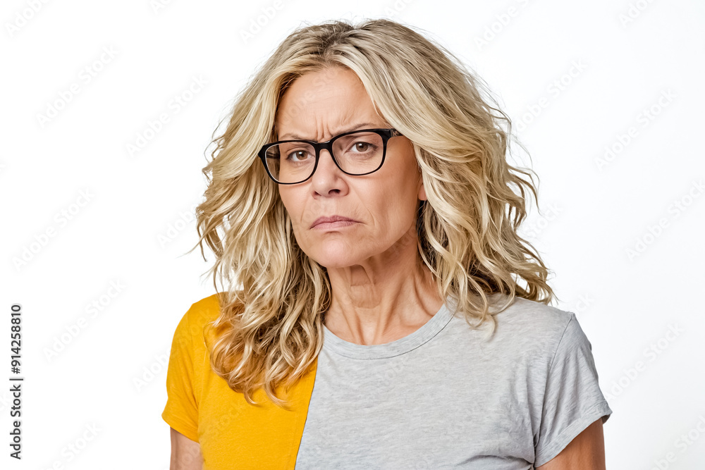 Woman in glasses with a serious expression Woman in glasses with a serious expression