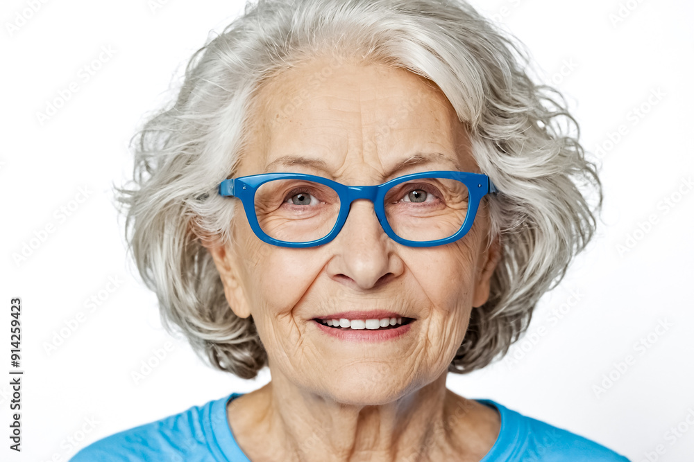Portrait of a Happy Senior Woman with Blue Glasses Portrait of a Happy Senior Woman with Blue Glasses