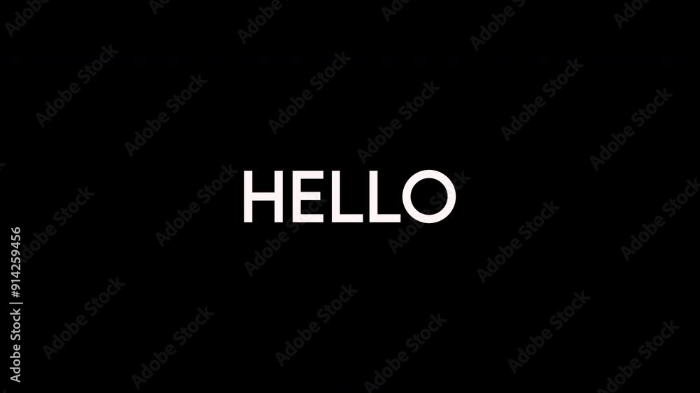 creative motion blur animation video, the text of the word hello is written in white on a black background creative motion blur animation video, the text of the word hello is written in white on a black background
