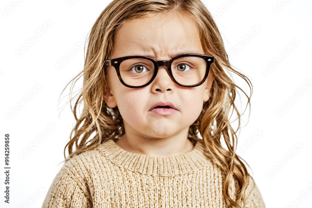 Obraz premium Portrait of a Young Girl with a Serious Expression