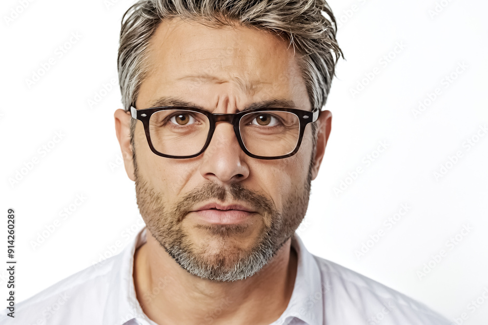 Portrait of a Serious Man with Glasses Portrait of a Serious Man with Glasses