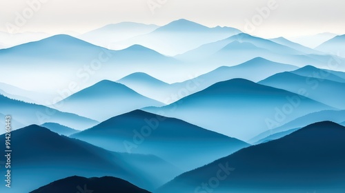 Calm mountain landscape featuring serene blue hues and gentle slopes, ideal for nature and tranquility themes.